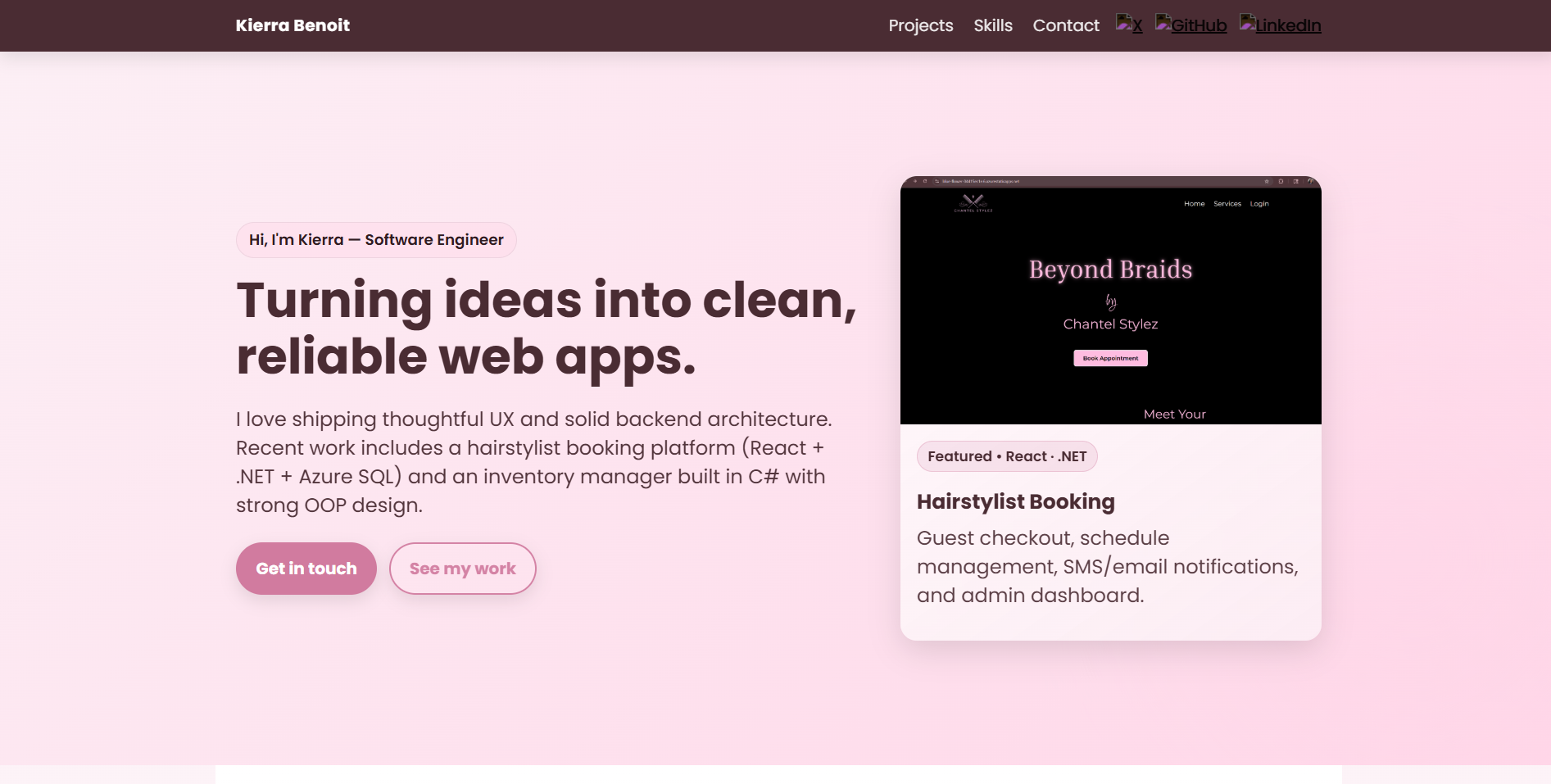 Portfolio website screenshot